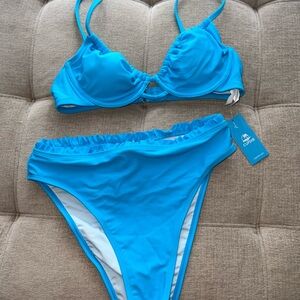 Cupshe Blue Bikini Set Classic Swim